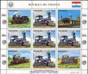 Paraguay 1982 Trains/ Railway/ Rail/ Steam Engines/ Locomotives/ Transport 5v + lbls sht (s1762e)