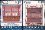 Peru 2001 Upaep/ Balconies/ Buildings/ Balcony/ Architecture/ Heritage/ Craft 2v set (n46167)