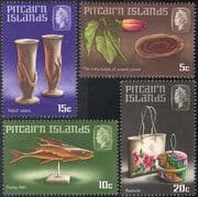 Pitcairn Is 1968 Fish/ Flower/ "Hand" Vases/ Basket/ Handicraft/ Craft 4v set (n23452a)