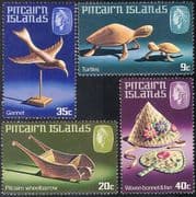 Pitcairn Is 1980 Turtles/ Bird/ Bonnet/ Hat/ Fan/ Handicraft/ Craft/ Animals 4v set (n23452)