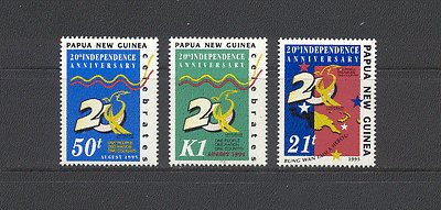 PNG 1995 20th Anniv Independence / Map 3v set (n18879)