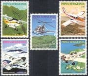 PNG/Papua New Guinea 1981 Missionary Aviation/ MAF/ Planes/ Helicopters/ Aircraft/ Aviation/ Transport 5v set (n41751)