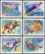 Poland 1976 Winter Olympics/ Sports/ Olympic Games/ Ice Hockey/ Biathlon/ Shooting/ Skiing/ Skating/ Toboganning 6v (n43584)