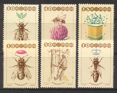 Poland 1987 Bees / Insects / Nature / Flowers 6v set b10047