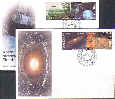 Poland 2004 Space / Dinosaur / ISS / Planets 4v FDCs (n13573)
