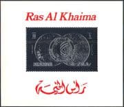 Ras al Khaima SILVER Apollo 15/ Space/ Rocket/ Moon/ Earth/ Astronauts deluxe m/s (b5091)