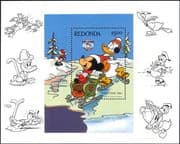 Redonda 1984 Disney/ Christmas/ Greetings/ Donald/ Skating/ Cartoons/ Animation 1v m/s (b3123n)