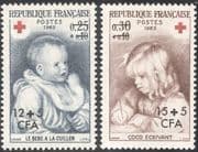 Reunion 1965 Red Cross Fund/ Medical/ Health/ Renoir/ Art/ Children 2v set surcharge (n43691)