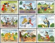Romania 1986 Disney/ Mickey/ Music/ Films/ Cinema/ Cartoons/ Animation 9v set (b6301r)