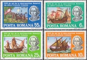 Romania 1992  Columbus/ Ships/ Sailing/ Nautical/ Explorers/ Transport  4v set  (b1912y)