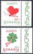 Romania 1998 Heart/ Clover/ Luck/ Butterfly/ Insects/ Plants/ Animation 2v set (s3698a)
