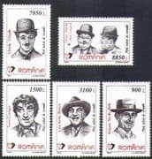 Romania 1999 Chaplin/ Laurel & Hardy/ Film/ Cinema/ Comic Actors/ People 5v set (n37007)