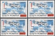 Romania 2000 Surcharges/ Aviation/ Aircraft/ Planes/ Planes/ Transport/ Maps/ Surch 4v set (n45973)