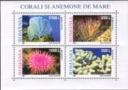 Romania 2001 Corals/ Anemones/ Marine/ Sea Life/ Nature/ Reef Animals 4v m/s (b6904a)