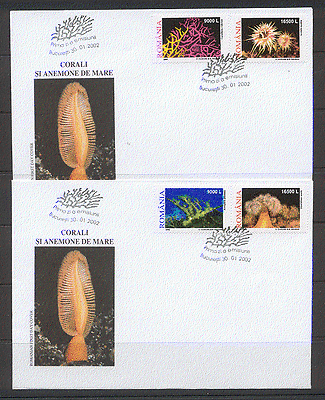 Romania 2002 Coral / Marine Life / Nature 4v FDCs(2) s4427