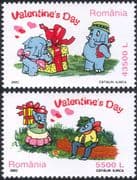 Romania 2002 St Valentines Day/ Elephants/ Mice/ Love/ Hearts/ Cartoons/ Animation 2v set (n18902)