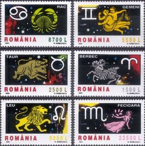 Romania 2002  Zodiac Signs/ Stars/ Constellations/ Astrology/ Animals  6v set  (b6939a)
