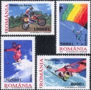 Romania 2003 Motorcycle Racing/ Skiing/ Skydiving/ Windsurfing/ Extreme Sports 4v set (n17672r)