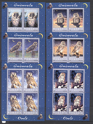 Romania 2003 OWLS / Raptors / BIRDS 6 x 4v shtlts s3982