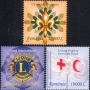 Romania 2004 Scouts/ Scouting/ Red Cross/ Crescent/ Lions International 3v set (n17672p)
