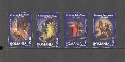 Romania 2005 JULES VERNE / Horses / Trains / Castle / Writers / People 4v set (n14460)