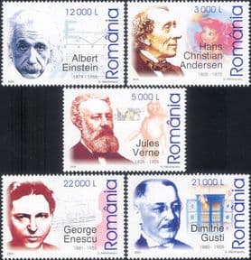 Romania 2005  People/ Einstein/ Verne/ Andersen/ Writers/ Music/ Books  5v set  (s3982r)