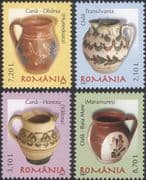 Romania 2007 Romanian Pottery/ Ceramics/ Art/ Craft/ Jugs/ Pots 4v set (n16425h)