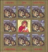 Romania 2016 Christmas/ Greetings/ Nativity/ Virgin/ Child/ Cattle 8v sht (s3982j)