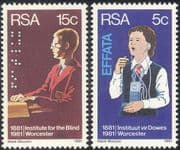 RSA/South Africa 1981 Deaf/ Blind/ Braille/ Medical/ Health/ Welfare 2v set (n43982)