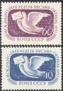 Russia 1957 Carrier Pigeons/ Birds/ Nature/ Correspondence Week/ Animation 2v set (n33113)
