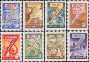 Russia 1959  Seven (7) Year Plan/Industry/ Farming/ Tractor/ Weaving/ Chemicals  8v  (ru1110)
