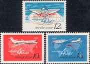 Russia 1963 Aeroflot 40th/ Planes/ Aviation/ Aircraft/ Flight/ Maps 3v set (n24125)