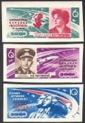 Russia 1963 Space Flight/ Bykovsky/ Tereshkova/ Astronauts/ Cosmonauts 3v imperf set (n42185)