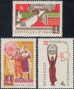 Russia 1964 Soviet Republic 40th/ Crops/ Costumes/ Coat-of-Arms 3v set (ru1094)