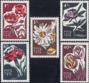 Russia 1965 Poppy/ Peony/ Tulips/ Carnation/ Flowers/ Plants/ Nature 5v set (ru1125)