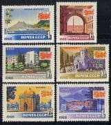 Russia 1966 Tourism / Ships / Buildings / Maps 6v set n17987