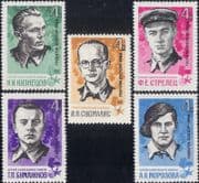Russia 1966 War Heroes/ Military/ People/ WWII/ Medals/ Fighters 5v set (ru1151)