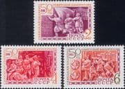 Russia 1969 Belorussian Republic 50th/ Soldiers/ Workers/ Buildings 3v set (ru1162)