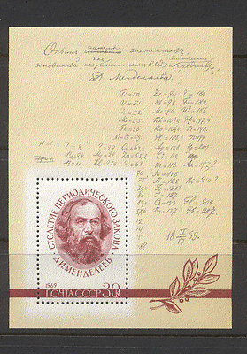 Russia 1969 Science/ Chemistry/ Mendeleev/ Periodic Table 1v m/s (n12091)