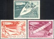 Russia 1969 Sports/ Speed Boat Racing/ Parachute/ Glider/ Aviation/ Boats/ Transport 3v set (s5531)