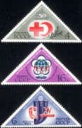 Russia 1973 Red Cross/ Medical/ Health/ Theatre/ Mask/ Youth Festival 3v triangle set (n29189)