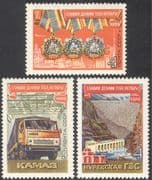 Russia 1974 Medals/ Truck/ Lorry/ Dam/ Hydro-Electricity/ Transport/ Train/ Tractor 3v set (n42957)