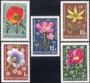 Russia 1974 Poppy/ Peony/ Tulip/ Dianthus/ Flowers/ Plants/ Nature 5v set (ru1137)