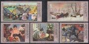 Russia 1978 Kustodiev/ Art / Artists/ Paintings/ Horses / Cat / Politics 5v set (n39717)