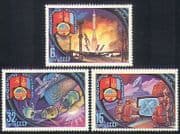 Russia 1981 Space / Rockets / Satellite Dish / TV / Space Station 3v set (b4666)