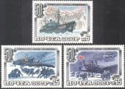 Russia 1984 Arctic/ Ships/ Wreck/ Planes/ Aircraft/ Rescue/ Map/Polar Transport 3v set (b1186)