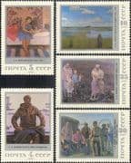 Russia 1987 Soviet Paintings/ Art/ Planes/ Cattle/ Soldier/ Landscape 5v set (n17854)