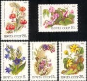 Russia 1988 Celandine/ Lily/ Lungwort/ Forest Flowers/ Plants/ Nature/ Conservation 5v set (n17858)