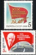 Russia 1988 Lenin/ Building/ Flag/ Politics/ Communist Conference/ People 2v (n45005)