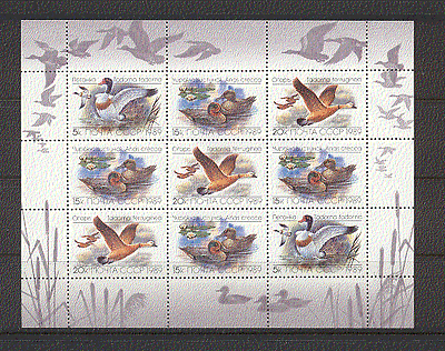 Russia 1989 Ducks / Birds / Nature 9v sht (n17914)